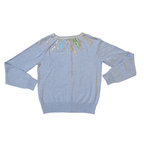 Sundance Sequin Embroidered Cotton Cardigan Mother of Pearl buttons Sz S #909 - Picture 3 of 13